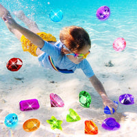 MARFOREVER pool dive gems, 8 diamond and 8 heart shaped acrylic gems with storage bag - view 5