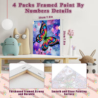 4 Pack Butterfly Paint by Number for kids Wooden Frame - BKH07+BKH08+BKH56+BKH58 - image 2