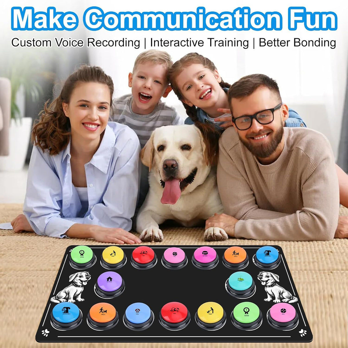 Dog Buttons for Communication, 10 Color - 10 colors,16 pcs - image 3