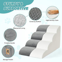 IFNOW Dog Stairs for Small Dogs and Cats 11.8" H, 3-Step Sturdy Dog Steps for Couch, Sofa or Chair, High-Density Foam Pet Stairs for Puppy, Older Cats, Non-Slip Curved Pet Ramp Indoor, Grey
