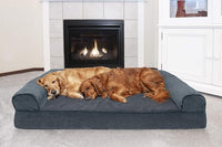 Furhaven Orthopedic Dog Bed for Large Dogs w/ Removable Bolsters & Washable Cover, For Dogs Up to 125 lbs - Sherpa & Chenille Sofa - Orion Blue, Jumbo Plus/XXL