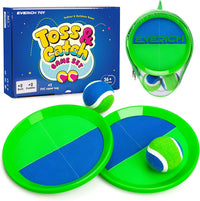EVERICH TOY Toss and Catch Ball Game Set - Blue Green / 2 Paddles 2 Balls