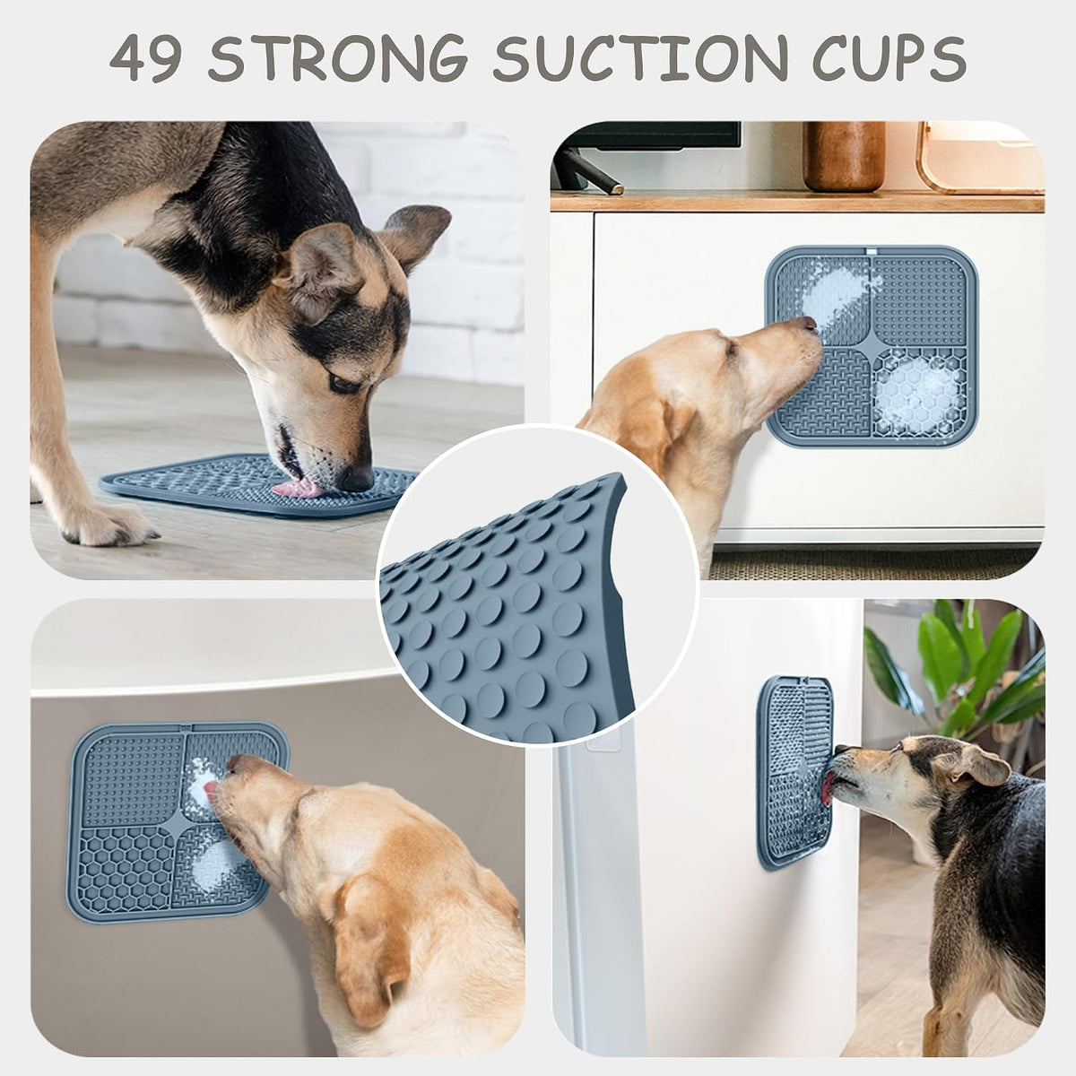 ChefAide 2 Pack Lick Mat for Dogs - Blue & Beige - image 3