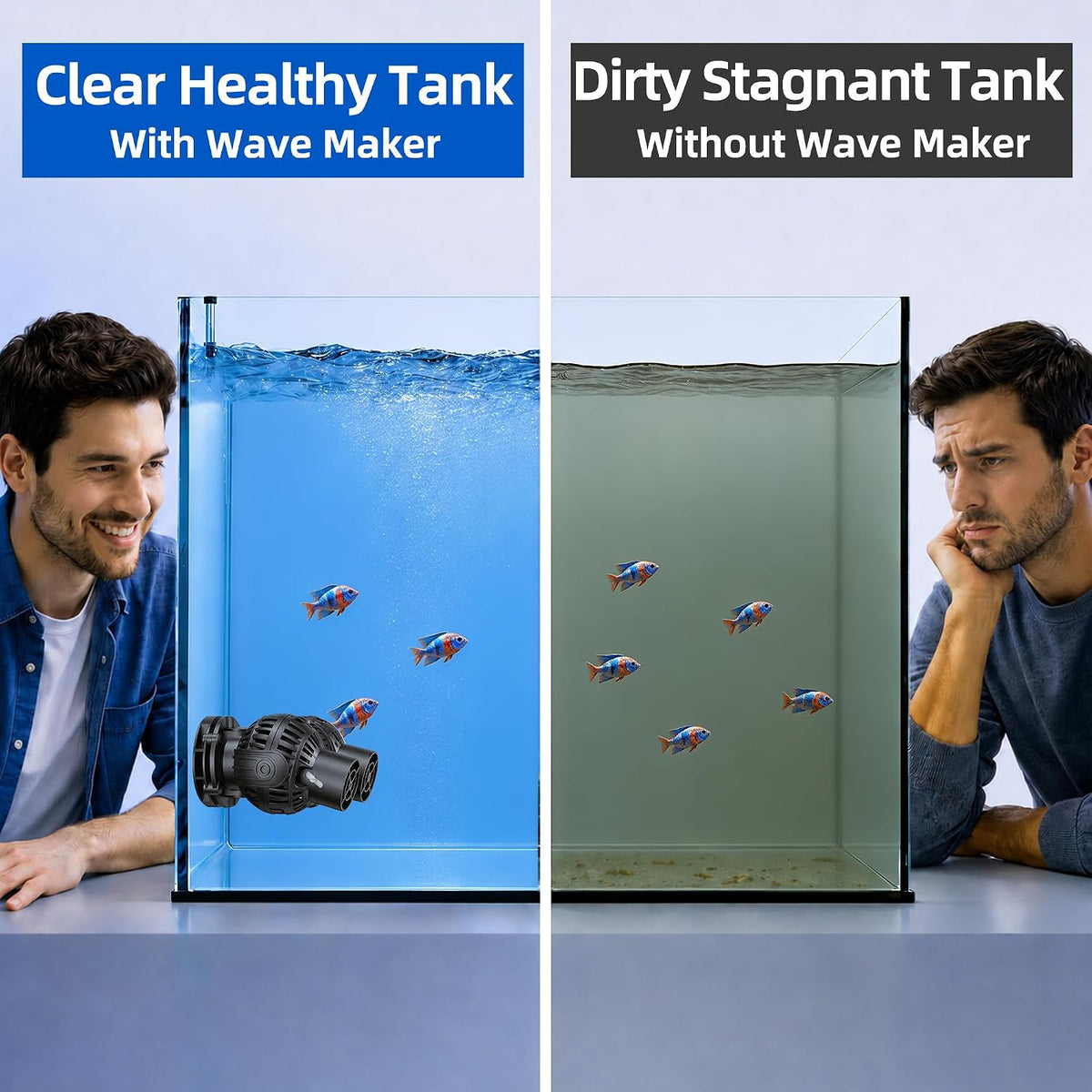 FREESEA Magnetic Wave Maker for Aquarium: 1s Mounts on 15mm Glass - 1600 GPH (Black) - image 2