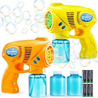 JOYIN 2 Kids Bubble Gun with 2 Bottles Refill Solution - Orange+yellow