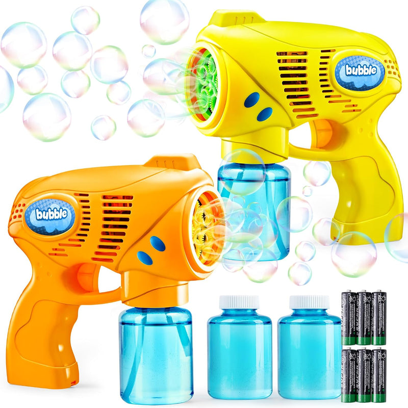 JOYIN 2 Kids Bubble Gun with 2 Bottles Refill Solution - Orange+yellow