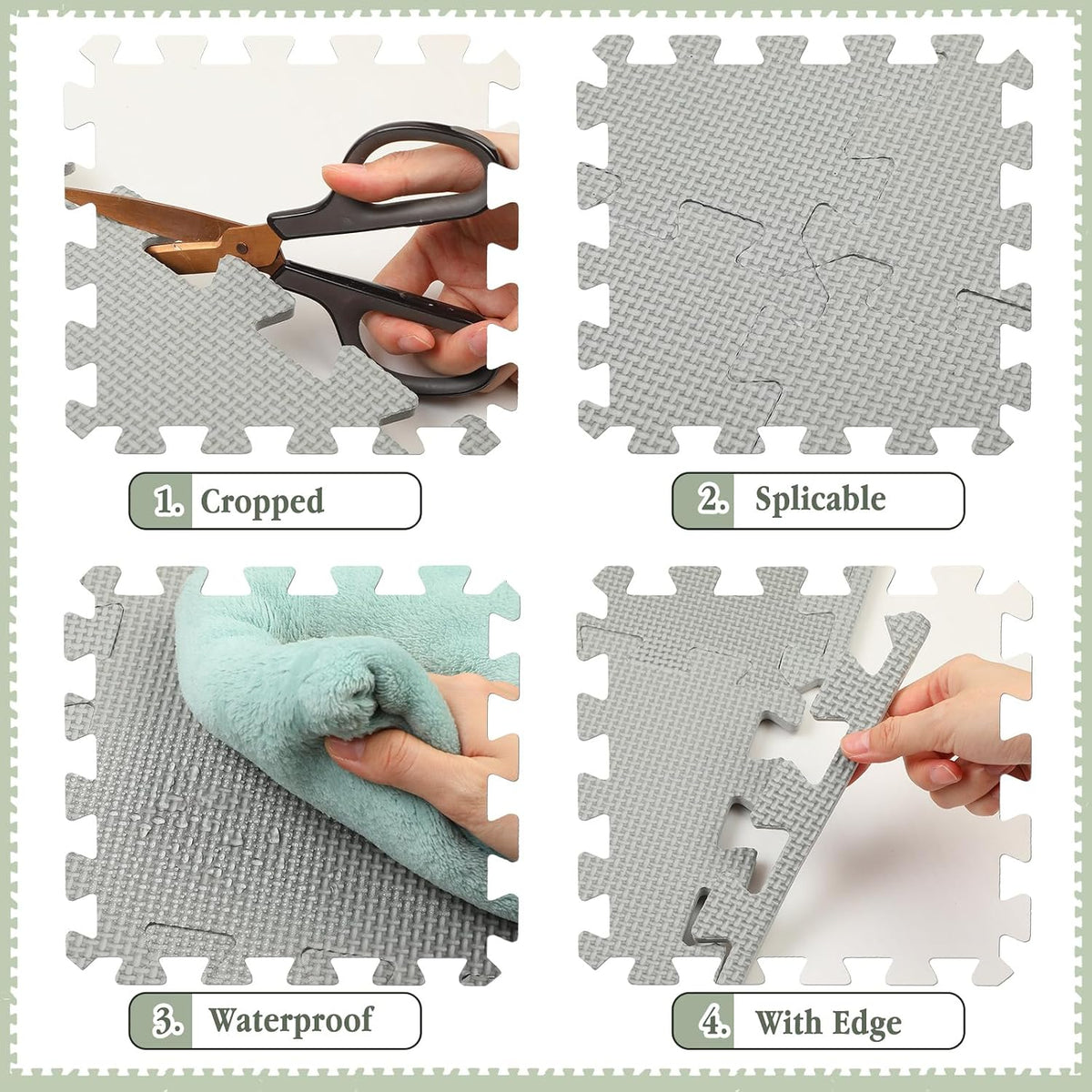 Nuanchu 60 PCS Kids Foam Puzzle Mat, Cream - Gray - image 3