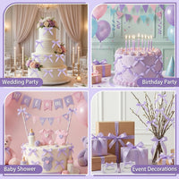 30 Pack Bow Cake Toppers Black Ribbon Bows for Cake Halloween Party - Purple - image 4