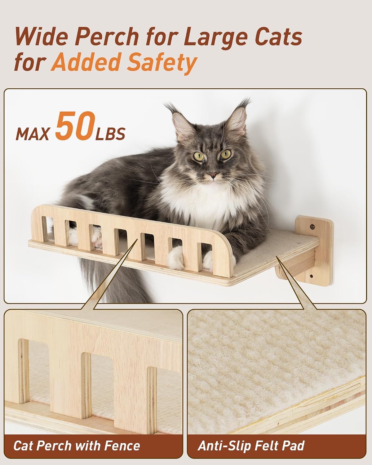 5-in-1 Cat Wall Shelves for Large Cat, Large Hammock, Wide Perch – Essentials for Cats - image 3