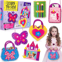 Toylink first sewing kit for kids with felt unicorn purse, bags, photo frame and pen holder projects
