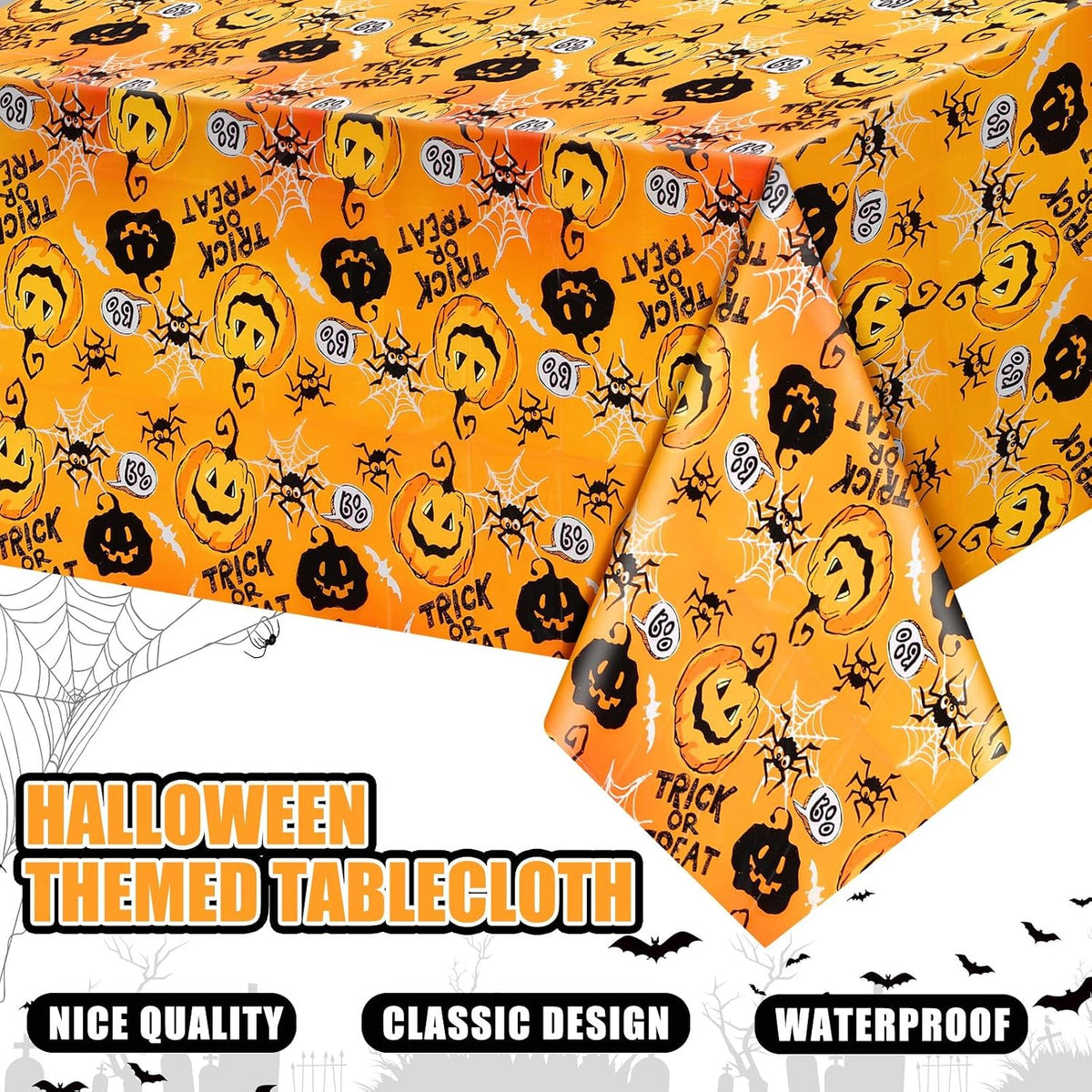 Newwiee 3 pack Halloween plastic tablecloths with candy corn print, 108 x 54 inches - view 15
