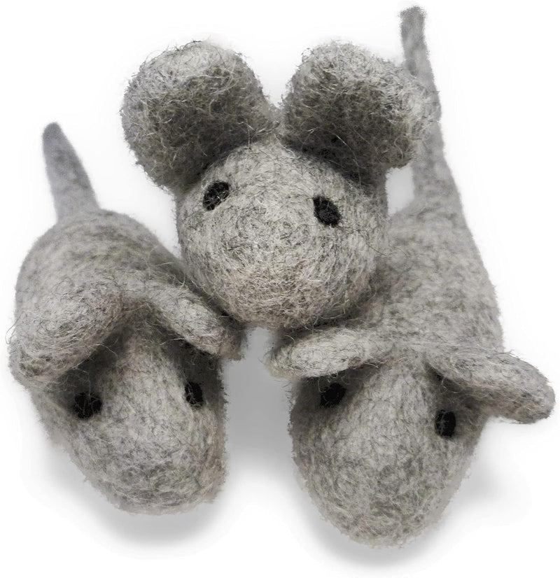 Cat Mouse Toy, 3 Felted Wool Mouse Toys