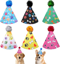 6PCS Dog Birthday Party Hats Felt for Small Medium Dogs Paw Bone – Essentials for Dogs - Party Hat / Small/Medium