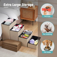 COZY KISS Dog Stairs with Storage, 16.7" H Wider Dog Steps - Brown / 4 / 38.1x17x22 inch - image 4