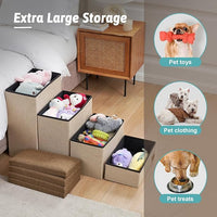 Dog Stairs with Storage, 4-Step Wider Sturdy Dog Steps for Small/Medium/Large Dogs and Older Cats, Folding Doggie Ramp for Bed/Couch/Car Hold Up to 180 lbs (22" H, Grey)