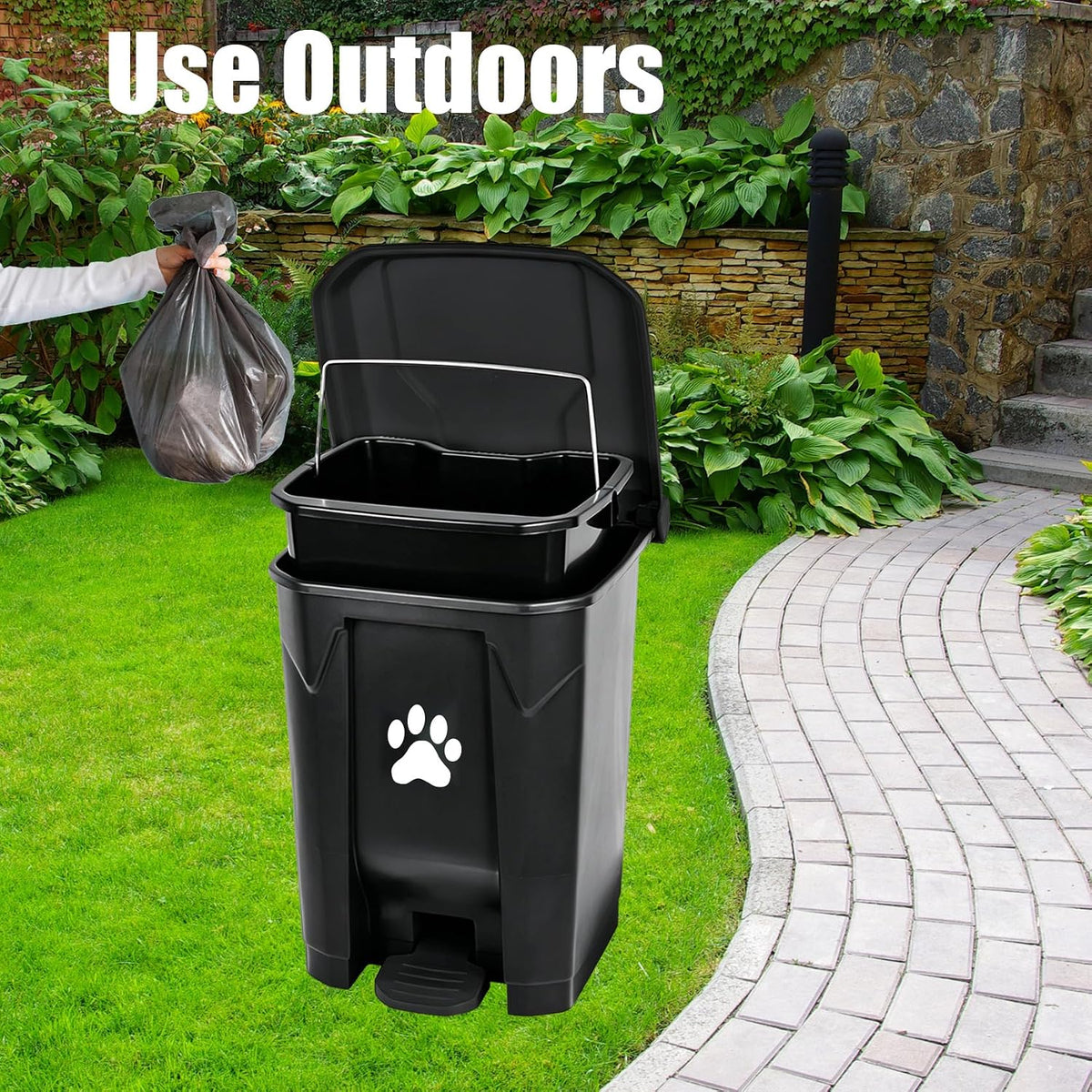 Dog Poop Trash Can Outside with Poop Scooper - Black / 20L - image 2