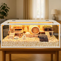 Hamster Cage Chewproof, Large Hamster Cages and Habitats - Natural Oak Wood / 48"L x 20"W x 20"H / Openable Wooden Roof - image 2