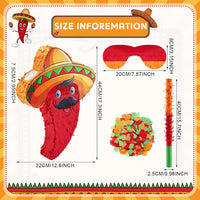 Lewtemi 17.3 inch red chili pepper pinata set with blindfold, pinata stick and confetti - view 18