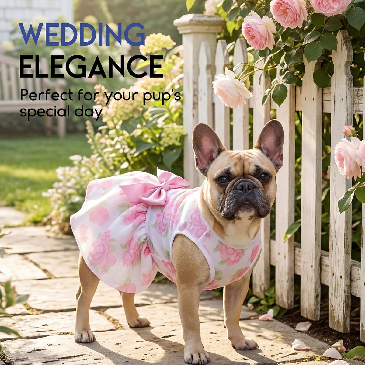ASENKU Dog Dress Pet Wedding Dress Puppy Birthday Party Outfit - Rose / X-Small - image 4
