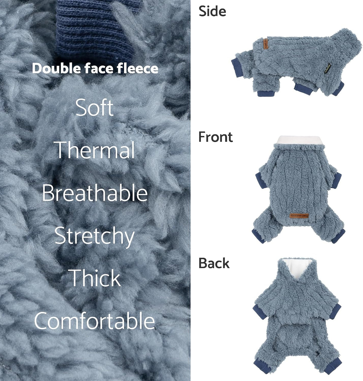 Fitwarm Collared Neck Plaid Dog Pajamas - Medium / Steel Blue - image 2
