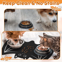 Pet Mats for Food and Water Dog Cat Food Mats Pet Feeding Mat - Bat - image 3