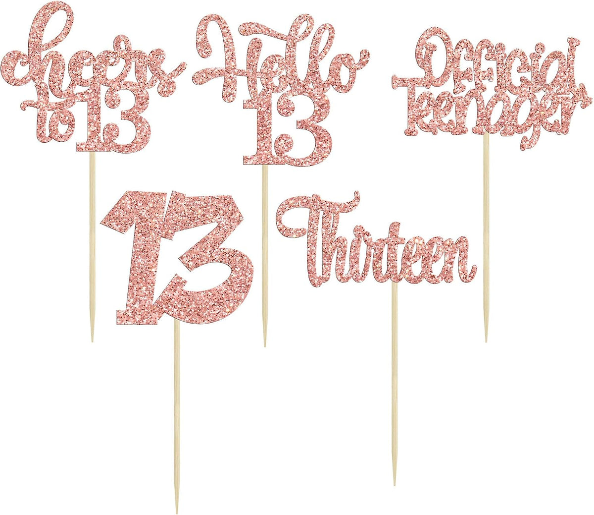 30pcs 16th Birthday Cupcake Toppers - 13th / Rose Gold - image 3