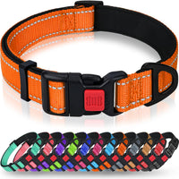 Taglory Reflective Large Dog Collar - Orange / Small (Pack of 1)