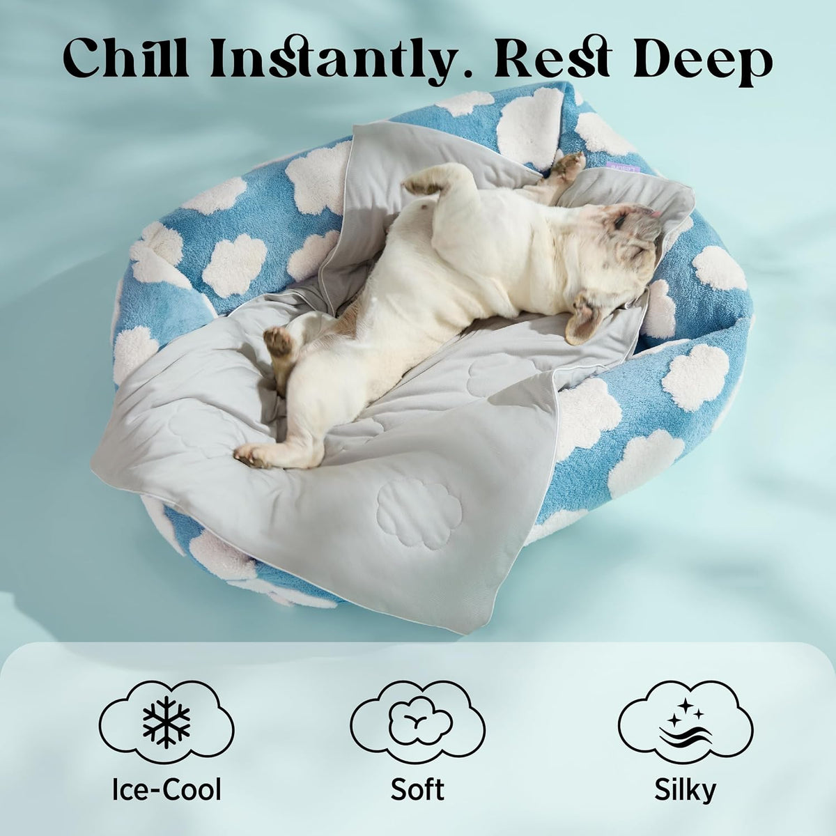LE SURE ApexCloud Premium Cooling Blankets for Medium Dog Q-MAX>0.4 - L(40x50") / Light Blue - image 4