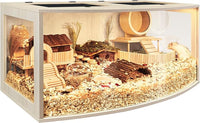Prolee Hamster Cage Chew Proof Wood, Hamsters Enclosure Openable Top with Curved Design,Waterproof Small Animals Cage with Acrylic Sheets for Gerbils,Hamster Habitat(32 Inches)