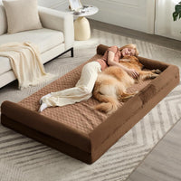 Orthopedic Washable Large Dog Bed for Senior Dog Comfy Sleep – Essentials for Dogs - 71"l x 46"w x 7"th / Brown