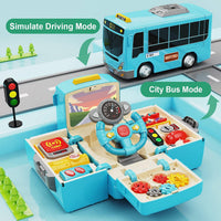 HONGTUO School Bus Toy with Sound and Light - Blue Bus Toy - image 3