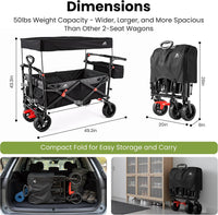MAIZOA foldable kids wagon stroller for 2 kids with removable canopy and seat belt - view 2