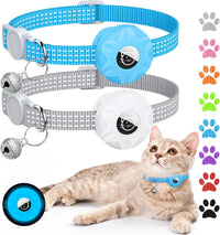 AirTag Cat Collar, Reflective Kitten Collar Breakaway – Essentials for Cats - Gray/Luminous Blue