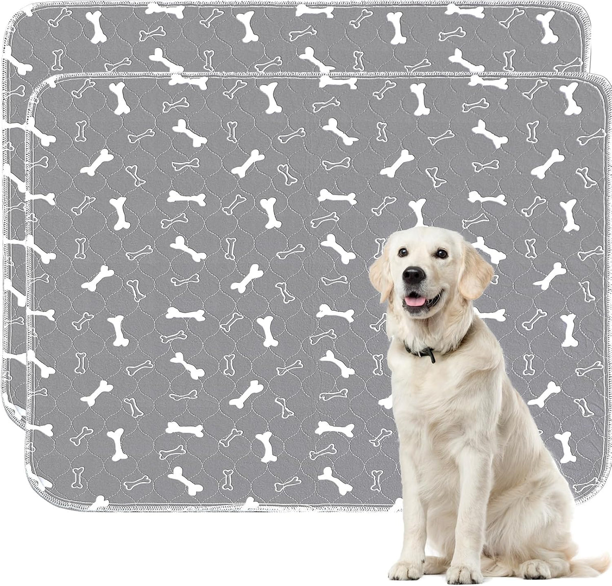 Washable Pee Pads for Dogs, 18"x24" - Gray / 48*60 Inch (Pack of 2)