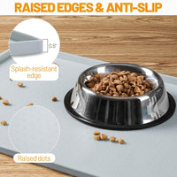 Hubulk Dog Feeding Mat,100% Waterproof Food Grade Silicone Pet Food and Water Bowl - Mist / 19"l X 12"w - image 3