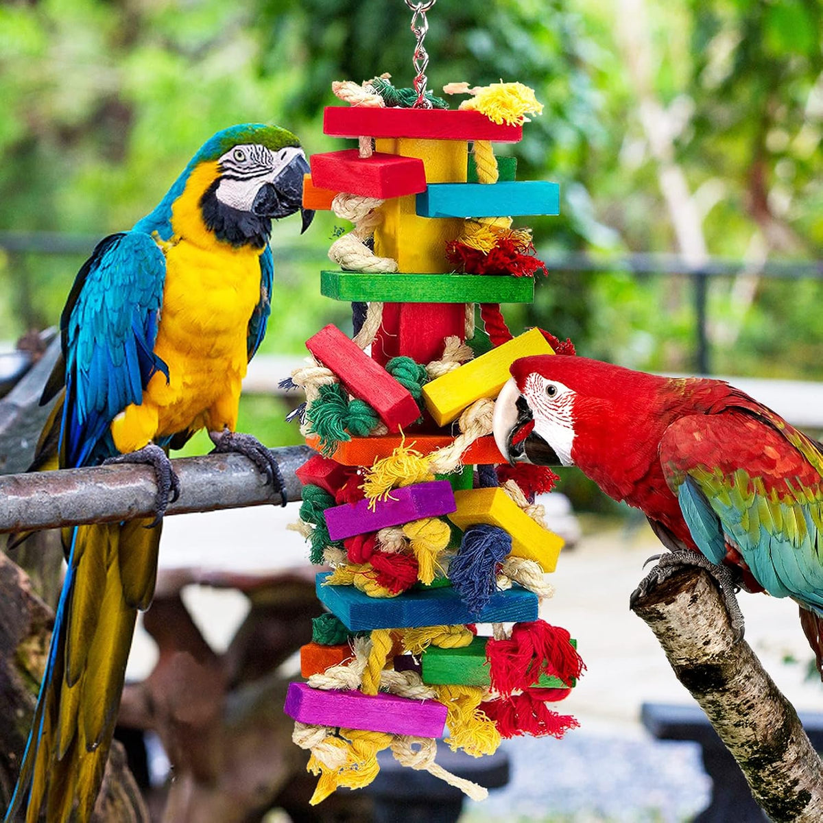 Extra Large Natural Wood Bird Toys for Macaws, African Grey - Long - image 2