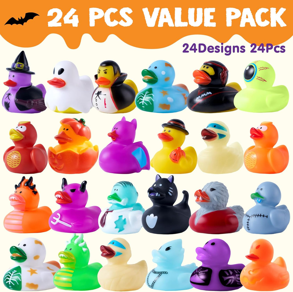JOYIN 24 Halloween rubber ducks in assorted Halloween character designs - view 2