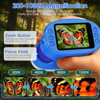 4K 1000X Handheld Digital Microscope for kids 2.0" IPS Screen – Fun for Kids & Family - Blue - image 2