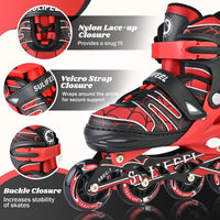 SULIFEEL Rainbow Unicorn Adjustable Kids Inline Skates for Girls Boys – Fun for Kids & Family - D Spider Red / Large - Youth - image 3