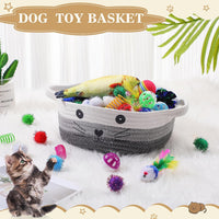 Zopeal 58 Pcs Cat Toy Set with Storage Basket Indoor, Grey - Multicolor / 9.8 Inch - image 3