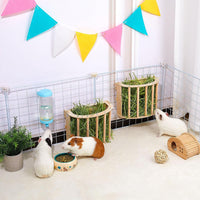 Wooden Guinea Pig Hay Feeder, Large Hanging Rabbit Rack – Essentials for Small Pets - 2 PACK / Wood color - image 4