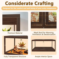 PROLEE Bearded Dragon Tank,34 Gallon Reptile Tank with Meatl Mesh Roof and Front Sliding Door, Anti-Scratch Lizard Tank,Spacious Reptile Enclosure for Snakes,Lguanas, Chameleons(Walnut)