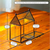 NCYP Small Glass Spider Enclosure with Mesh for Jumping Spiders, Snails, Micro House Shaped Front Opening Plant Terrarium, Home Decor Black, 5.8" x 3.8" x 7" (Terrarium Only)