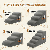 Dog Stairs Ramp for High Bed - 3 Step-15.7"H / Fleece-Grey - image 3