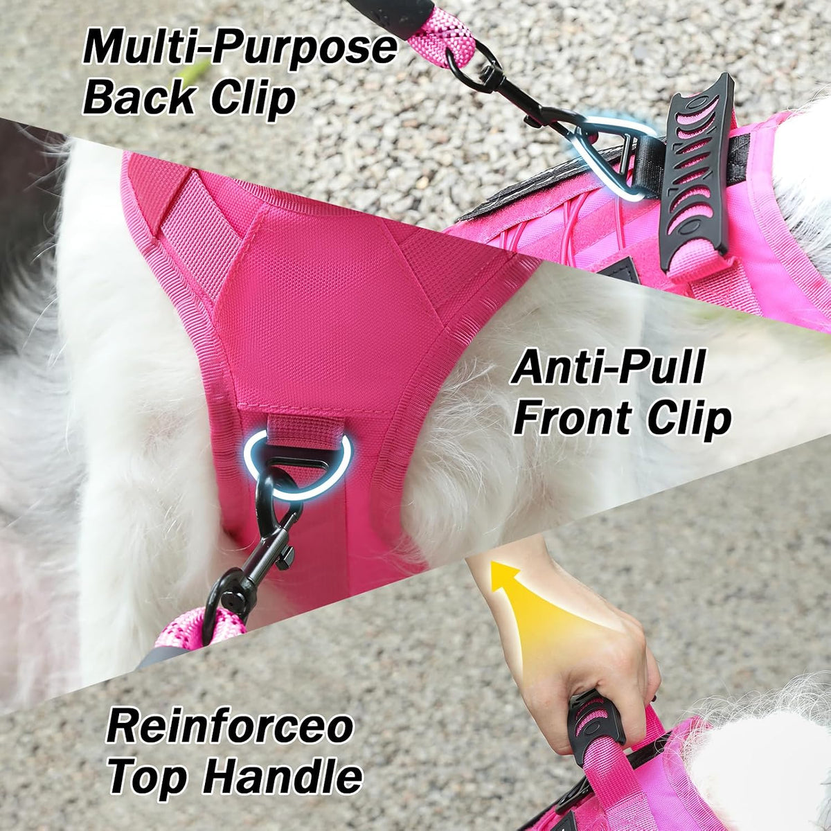 No Pull Tactical Dog Harness Medium Sized Dog, Service Dog Vest - Small(Chest:23.5-32.6",Neck:15-18") / Pink - image 4