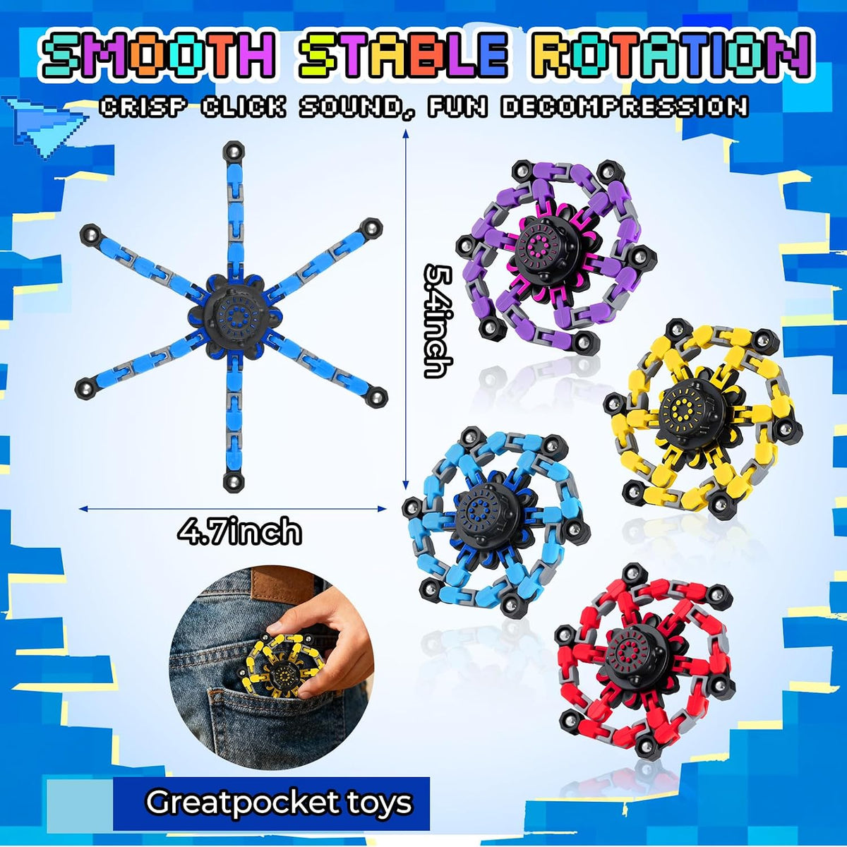 12PCS Transformable Fidget Spinners for Kids Adults - 12colors - image 3