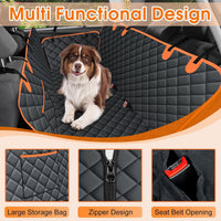 Waterproof Dog Car Seat Cover for Back Seat, Pet Hammock, L - Black,Orange / Small,Standard - image 3