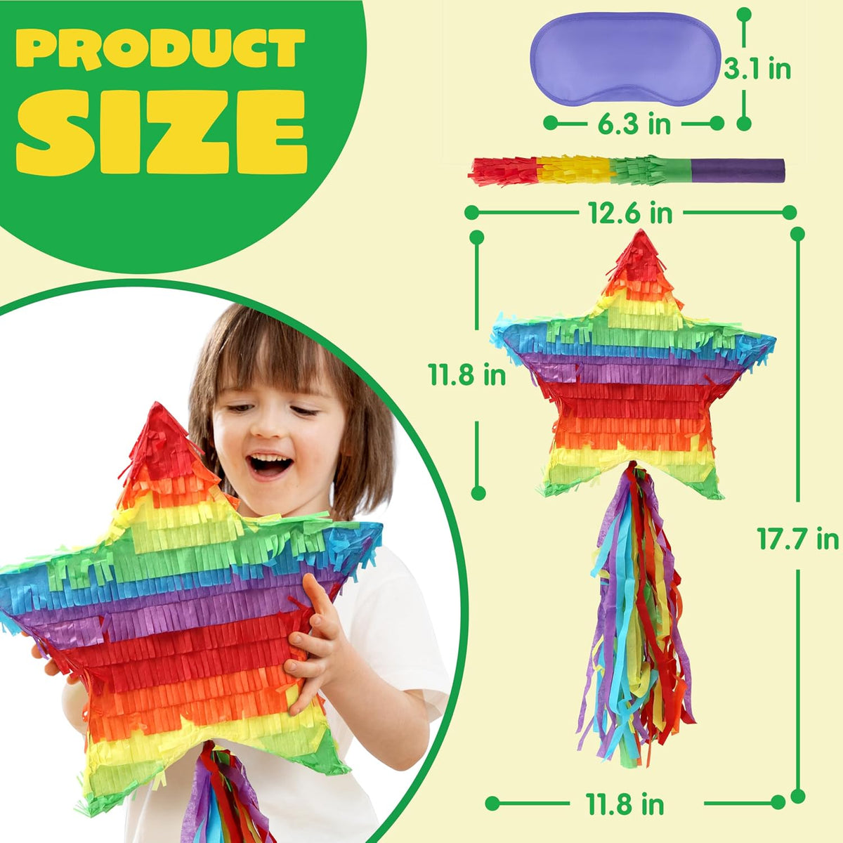 JOYIN Pumpkin Piñata Set, Foldable 10.5 x 16 Inch Jack-O’-Lantern Piñata with Stick and Blindfold - Star Pinata Set-3pcs - image 2
