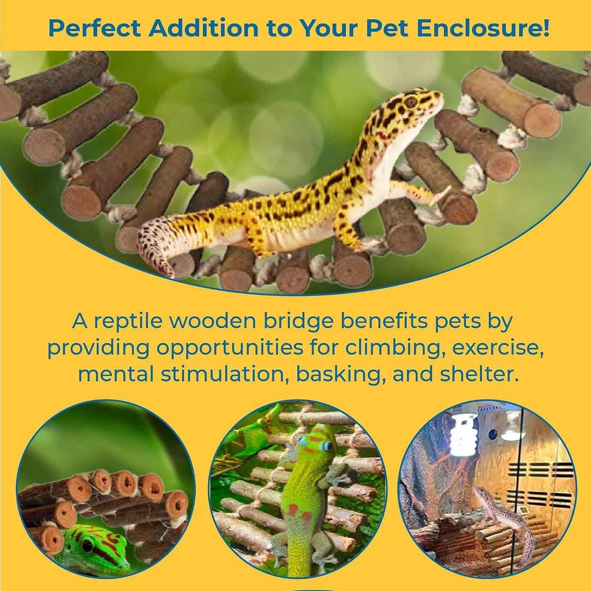 SunGrow Bamboo Gecko Reptile Climbing Bridge and Lizard Lounge - Natural Wood - image 4