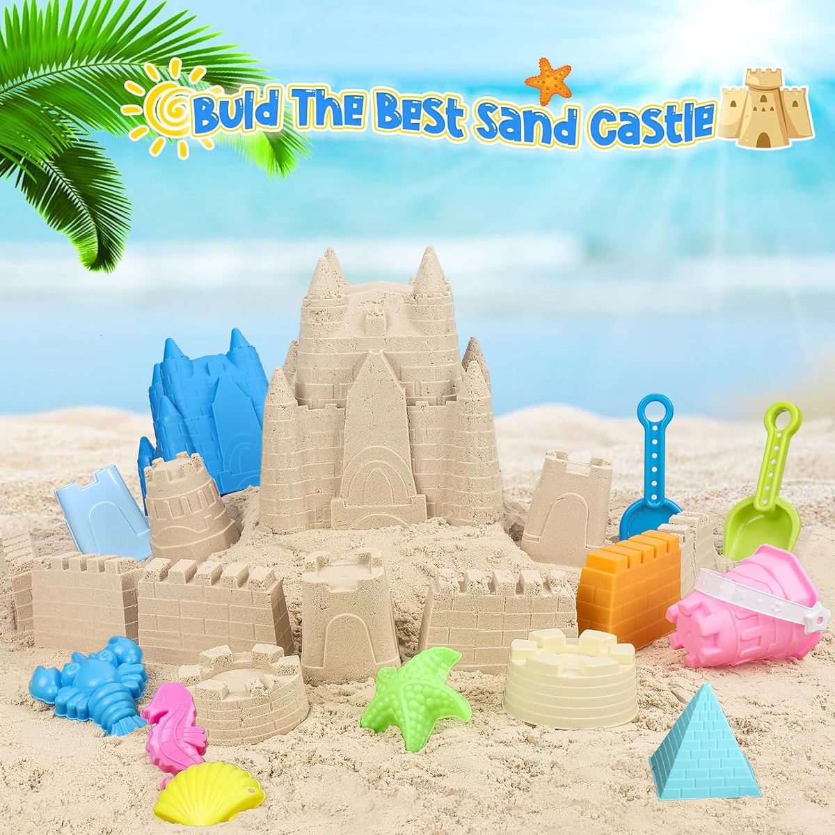 FUSPWEAO Beach Toys with Castle Bucket - image 4